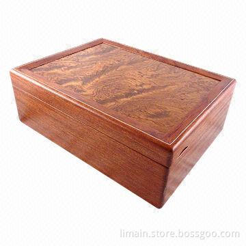 Wooden Jewelry Box, Removable Tray with Pen Pocket and Lined Compartment